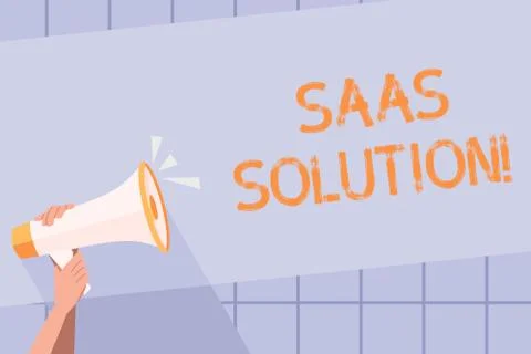 Handwriting text writing Saas Solution. Concept meaning software delivery method Ilustração Stock