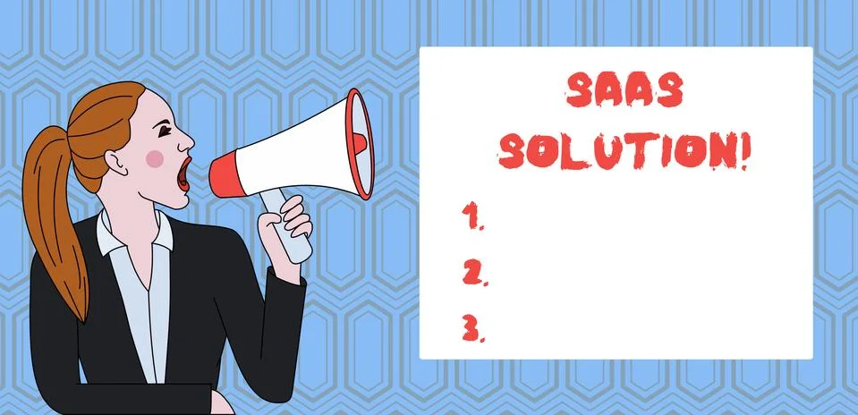 Handwriting text writing Saas Solution. Concept meaning software delivery method Stock Illustration