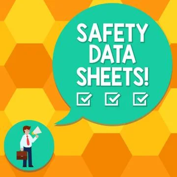 Handwriting text writing Safety Data Sheets. Concept meaning document lists Stock Illustration
