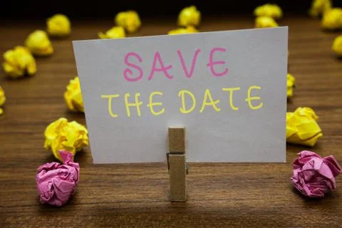 Handwriting text writing Save The Date. Concept meaning Systematized events 스톡 사진