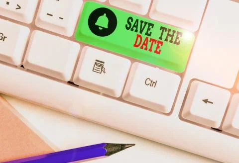 Handwriting text writing Save The Date. Concept meaning Systematized events Stock-Fotos