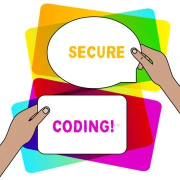 Handwriting text writing Secure Coding. Concept meaning Applied to avoid the Illustrazione stock