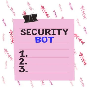 Handwriting text writing Security Bot. Concept meaning software that performs an Stock Illustration