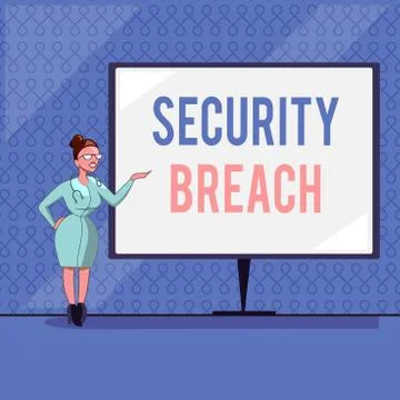 Handwriting text writing Security Breach. Concept meaning incident that results 库存插图