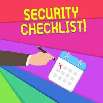 Handwriting text writing Security Checklist. Concept meaning Protection of Data Illustrazione stock