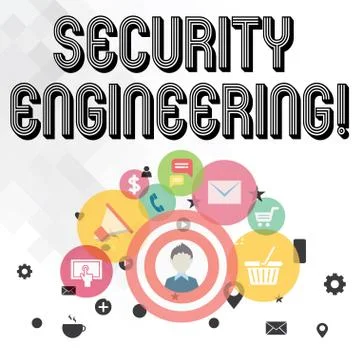 Handwriting text writing Security Engineering. Concept meaning focus on the 스톡 일러스트