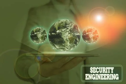 Handwriting text writing Security Engineering. Concept meaning focus on the Foto stock