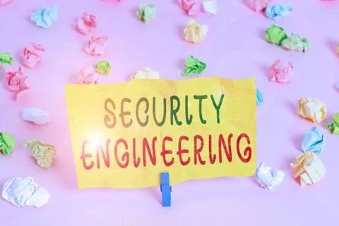 Handwriting text writing Security Engineering. Concept meaning focus on the Foto stock