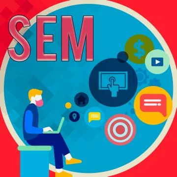 Handwriting text writing Sem. Concept meaning search engine marketing Internet Stock Illustration