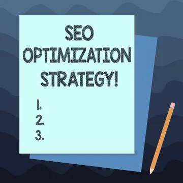 Handwriting text writing Seo Optimization Strategy. Concept meaning process of Illustrazione stock