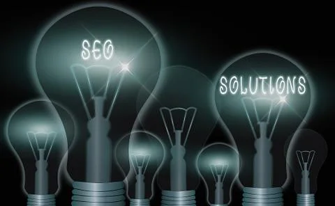 Handwriting text writing Seo Solutions. Concept meaning Search Engine Result Illustrazione stock