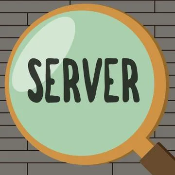 Handwriting text writing Server. Concept meaning computer program which manages Stock Illustration