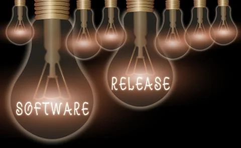 Handwriting text writing Software Release. Concept meaning sum of stages of Stockillustratie