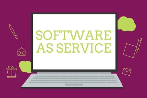Handwriting text writing Software As Service. Concept meaning On Demand licensed 스톡 일러스트