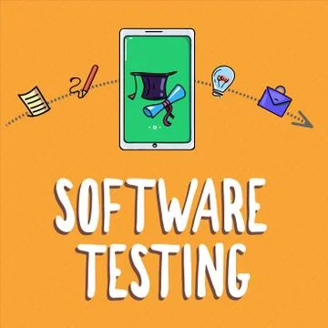 Handwriting text writing Software Testing. Concept meaning investigation provide Illustrazione stock