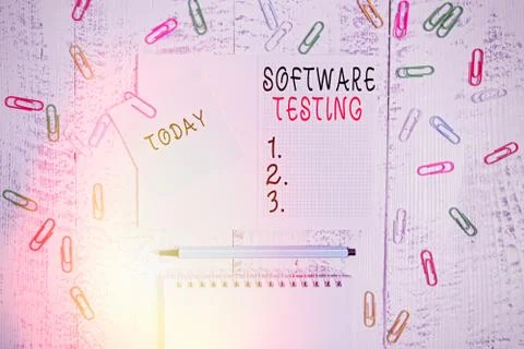 Handwriting text writing Software Testing. Concept meaning investigation provide 库存照片