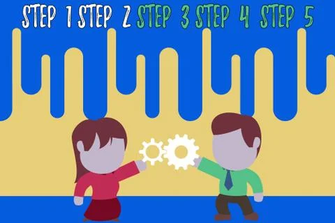 Handwriting text writing Step 1, 2, 3, 4 and 5. Concept meaning Steps levels of Stock Illustration