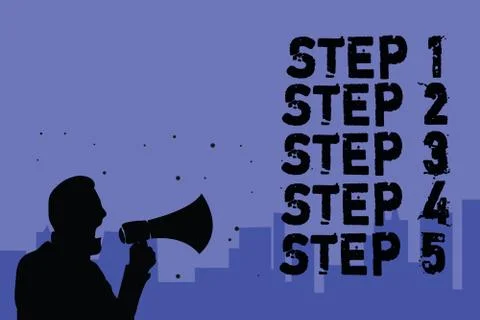Handwriting text writing Step Concept meaning Steps levels of a process work Stock Illustration