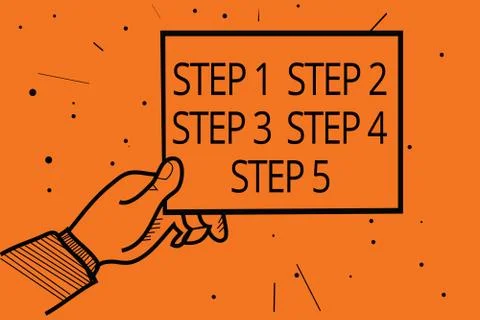 Handwriting text writing Step Concept meaning Steps levels of a process work Stock Illustration