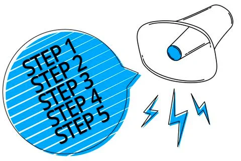 Handwriting text writing Step Concept meaning Steps levels of a process work Stock Illustration