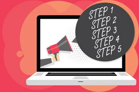 Handwriting text writing Step Concept meaning Steps levels of a process work Stock Illustration