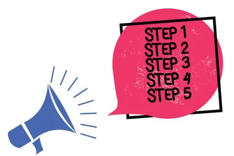 Handwriting text writing Step Concept meaning Steps levels of a process work Stock Illustration