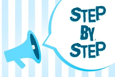 Handwriting text writing Step By Step. Concept meaning Slow progress Road to Stock Illustration