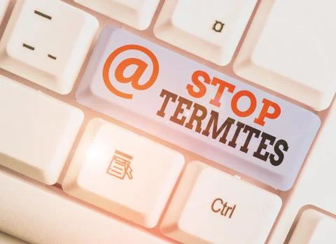 Handwriting text writing Stop Termites. Concept meaning prevent a small tropical 스톡 사진