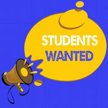 Handwriting text writing Students Wanted. Concept meaning list of things wishes Illustrazione stock