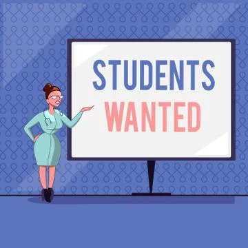 Handwriting text writing Students Wanted. Concept meaning list of things wishes Illustrazione stock