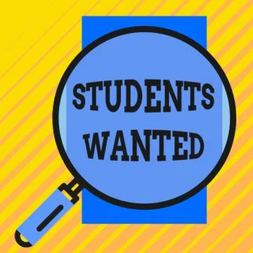 Handwriting text writing Students Wanted. Concept meaning list of things wishes Illustrazione stock
