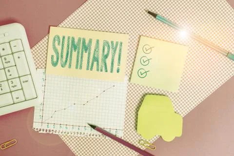 Handwriting text writing Summary. Concept meaning brief statement or account of Foto stock