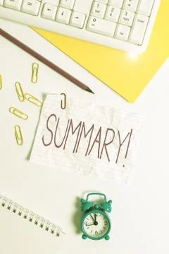 Handwriting text writing Summary. Concept meaning brief statement or account of Foto stock