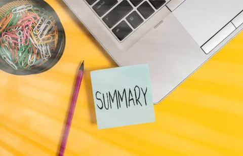 Handwriting text writing Summary. Concept meaning a brief statement or account 写真素材