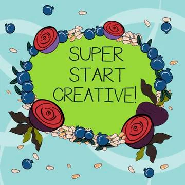 Handwriting text writing Super Start Creative. Concept meaning Ability to invent Stock Illustration