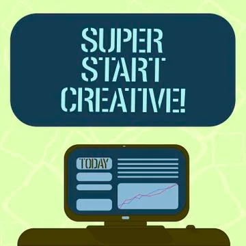 Handwriting text writing Super Start Creative. Concept meaning Ability to invent Stock Illustration