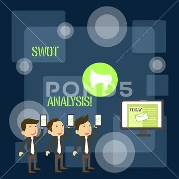 Handwriting text writing Swot Analysis. Concept meaning framework used to Stock Illustration