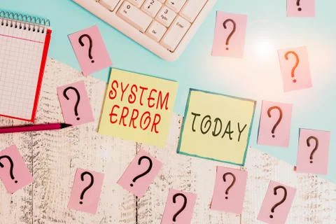 Handwriting text writing System Error. Concept meaning instruction that is not 库存照片