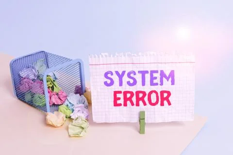 Handwriting text writing System Error. Concept meaning instruction that is not 库存照片