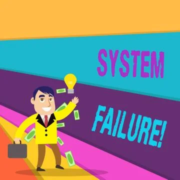 Handwriting text writing System Failure. Concept meaning Occur because of a Stock Illustration