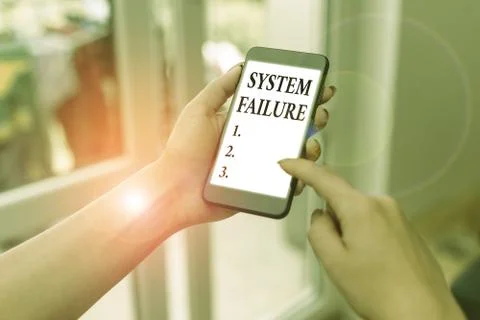 Handwriting text writing System Failure. Concept meaning Occur because of a 库存照片