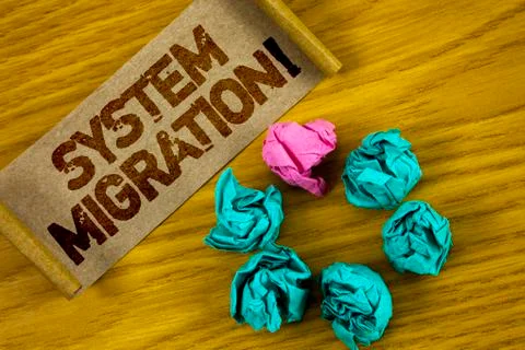Handwriting text writing System Migration Motivational Call. Concept meaning  Stock Photos