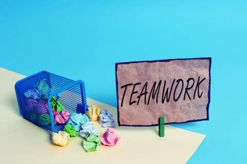 Handwriting text writing Teamwork. Concept meaning Group of showing who work Stock Photos