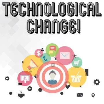 Handwriting text writing Technological Change. Concept meaning increase in the Stock Illustration