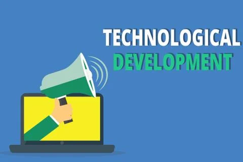Handwriting text writing Technological Development. Concept meaning Invention or Stock Illustration