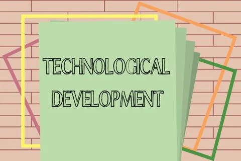 Handwriting text writing Technological Development. Concept meaning Invention or Stock Illustration