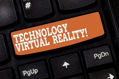 Handwriting text writing Technology Virtual Reality. Concept meaning interactive Stock Photos