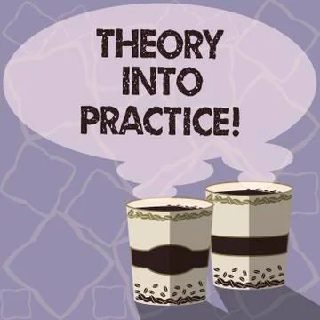 Handwriting text writing Theory Into Practice. Concept meaning Hands on learning Stock Illustration
