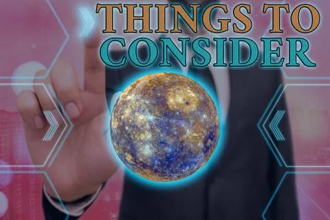 Handwriting text writing Things To Consider. Concept meaning think about Stock Photos