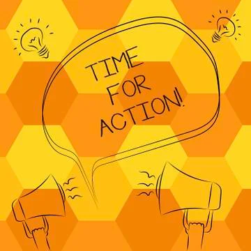 Handwriting text writing Time For Action. Concept meaning Getting ready to start Illustrazione stock